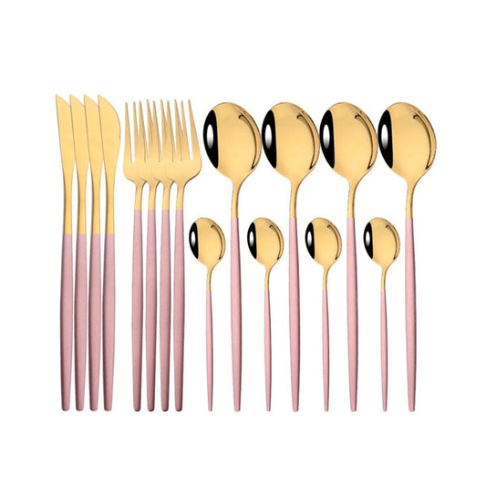 16-Piece Elegant Stainless Steel Cutlery Set - Mirror-Finish Dinnerware 