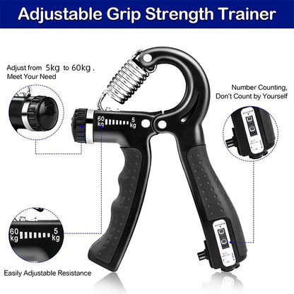Adjustable Hand Grip Strengthener (5-60kg) with Counter