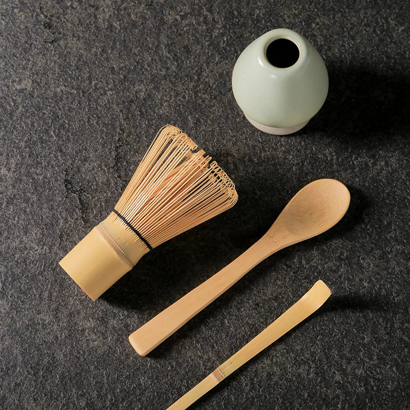 4 in 1 Matcha Set Bamboo Whisk Teaspoon Ceramic Bowl Tranditional Tea Sets Home Tea-making Tools Accessories Birthday Gifts