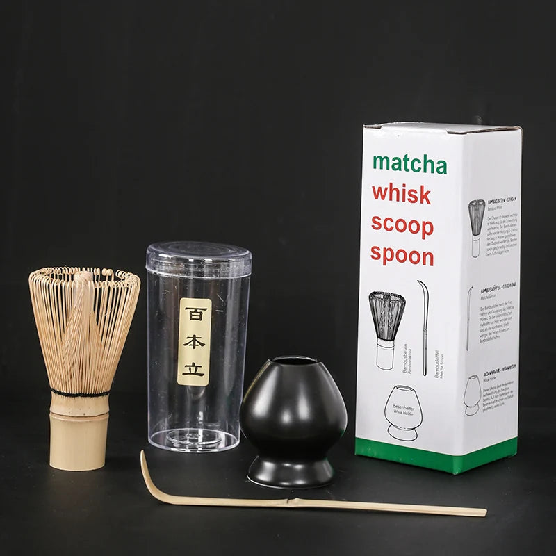 4-Piece Matcha Set: Whisk, Spoon, Bowl | Traditional Tea Making)