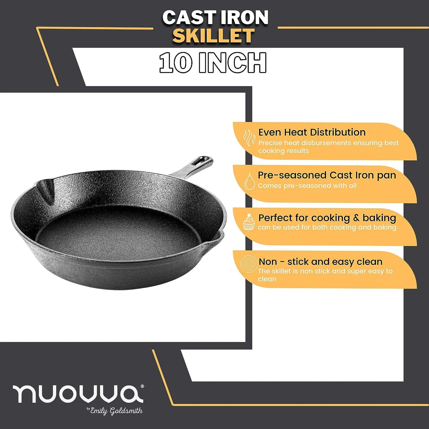 10" Pre-Seasoned Cast Iron Skillet with