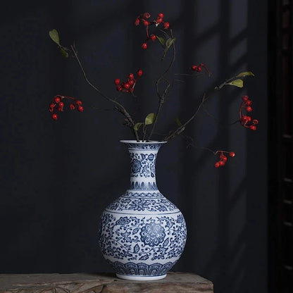 Blue and White Ceramic Vase - Elegant Jingdezhen Artistry for Your Home (6"-10")