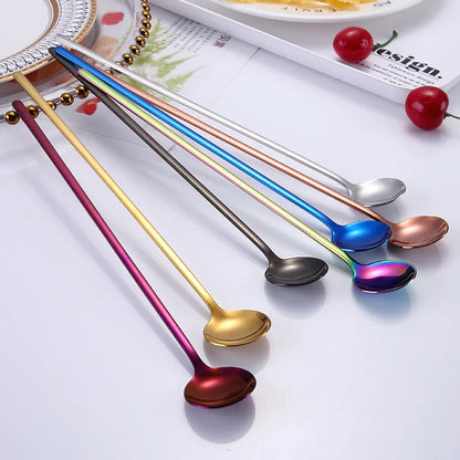 Long Handle Spoon (Stainless Steel, Gold, 9.4")