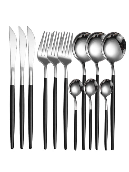 12-Piece Stainless Steel Cutlery Set (Steak Knife, Fork, Spoons)