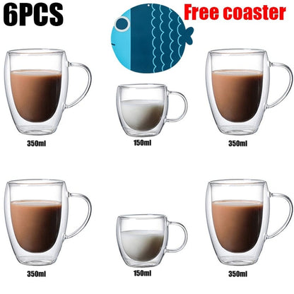 Glass Coffee Cup - Heat Resistant Borosilicate Mug
