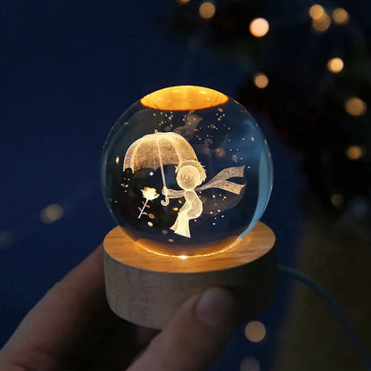2.36" 3D Crystal Planet Night Light - Laser Engraved Solar System Globe