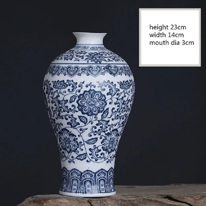 Blue and White Ceramic Vase - Elegant Jingdezhen Artistry for Your Home (6"-10")