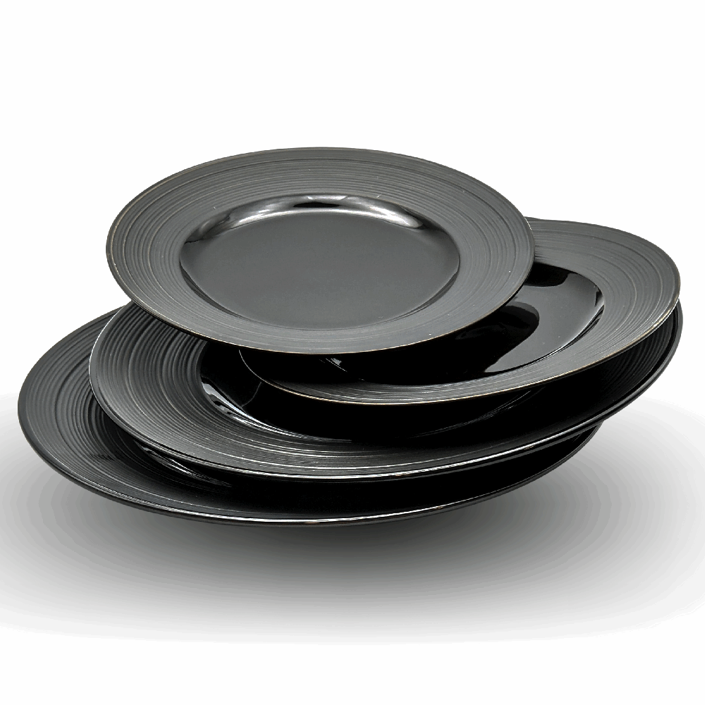 ArtOlo Elegant Noir: Black Ceramic Plate Set - 4pcs