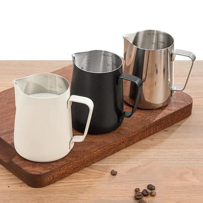 ArtOlo Store Coffee Milk Frothing Pitcher Jug 304 Stainless Steel With Scale Latte Steam Coffee Paint Process Kitchen Cafe Accessories