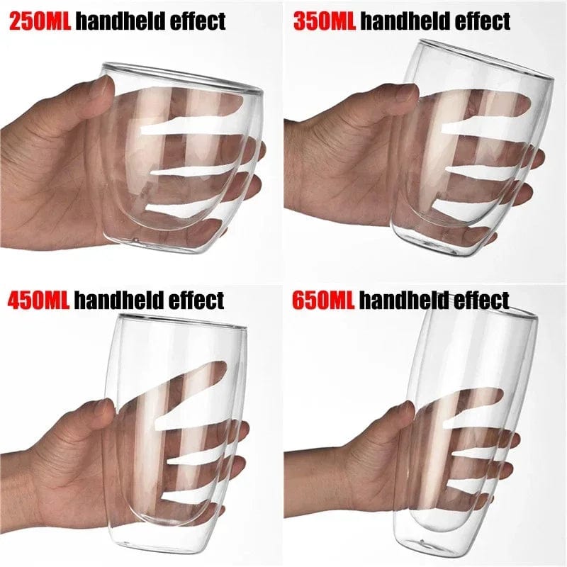 ArtOlo Store Heat Resistant Double Wall Glass Cup 80-650Ml Beer Milk Coffee Water Cups Transparent Cup Wholesale Glass Drinkware Mug Set Gift