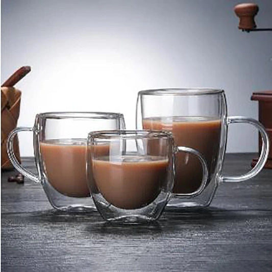 ArtOlo Store Heat Resistant Double Wall Glass Cup High Borosilicate Glass Mug Beer Juice Coffee Water Cups Transparent Cup Drinkware Gift