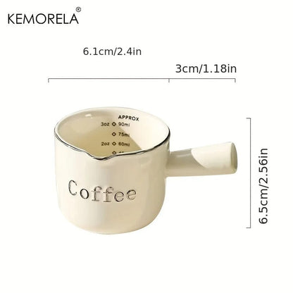 ArtOlo Store Kemorela 3oz/90ml Ceramic Measuring Cups Espresso Extraction Cup Transfer Cup Milk Cup With Scale kitchen tools