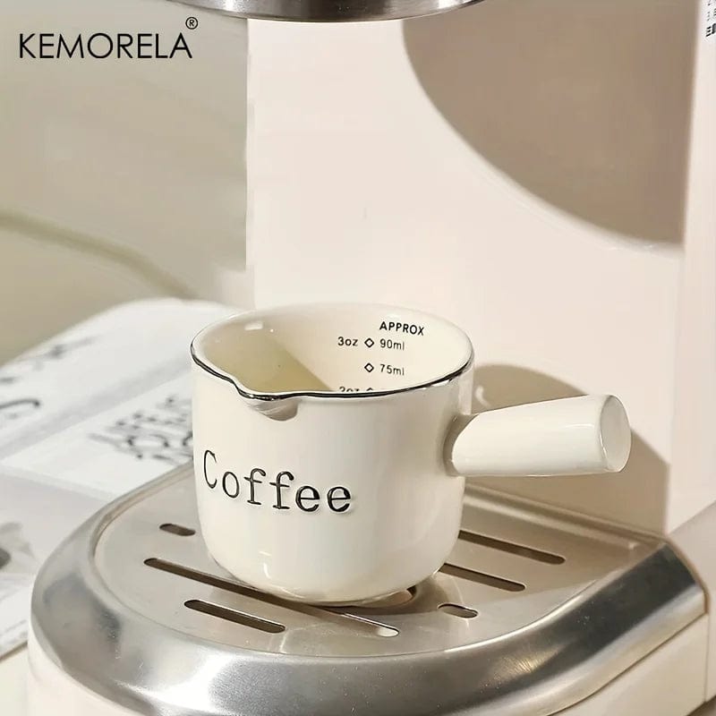 ArtOlo Store Kemorela 3oz/90ml Ceramic Measuring Cups Espresso Extraction Cup Transfer Cup Milk Cup With Scale kitchen tools