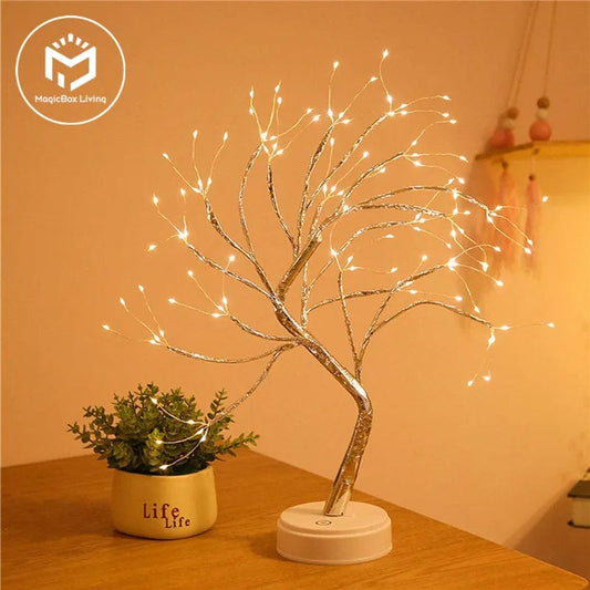 ArtOlo Store LED Night Light Mini Christmas Tree Copper Wire Garland Lamp For Kids Home Bedroom Decoration Decor Fairy Light Holiday lighting