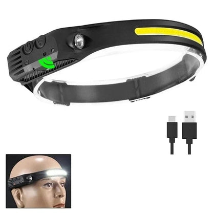 ArtOlo Store Powerful LED Induction Headlamp XPE+COB Head Flashlight USB Rechargeable Camping Fishing Search Light Waterproof Headlight