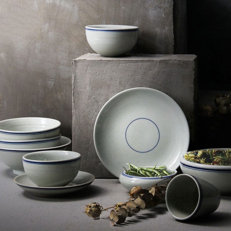 Home Finesse Chinese Style Tableware Set Retro Ceramic Old-fashioned Bowls And Plates