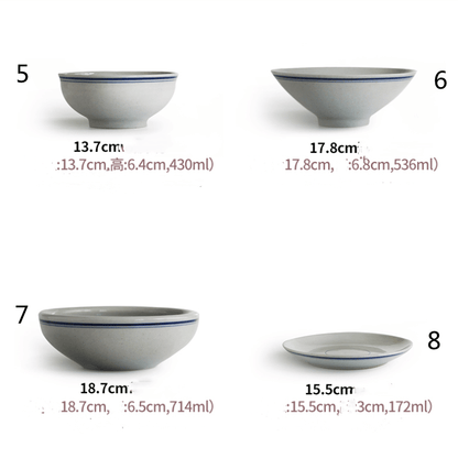 Home Finesse Chinese Style Tableware Set Retro Ceramic Old-fashioned Bowls And Plates