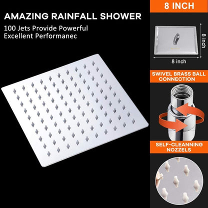 Home Finesse Chrome Plated Square Top Spray Shower Head