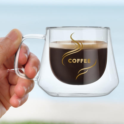 Home Finesse Double Wall Glass Coffee Mug