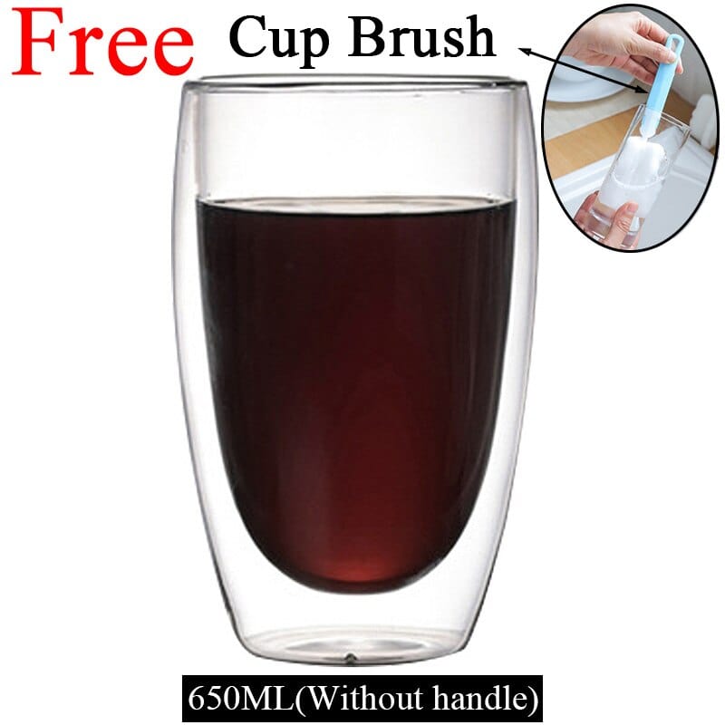 Home Finesse Double Wall Glass Mug - Heat Resistant and Eco-Friendly