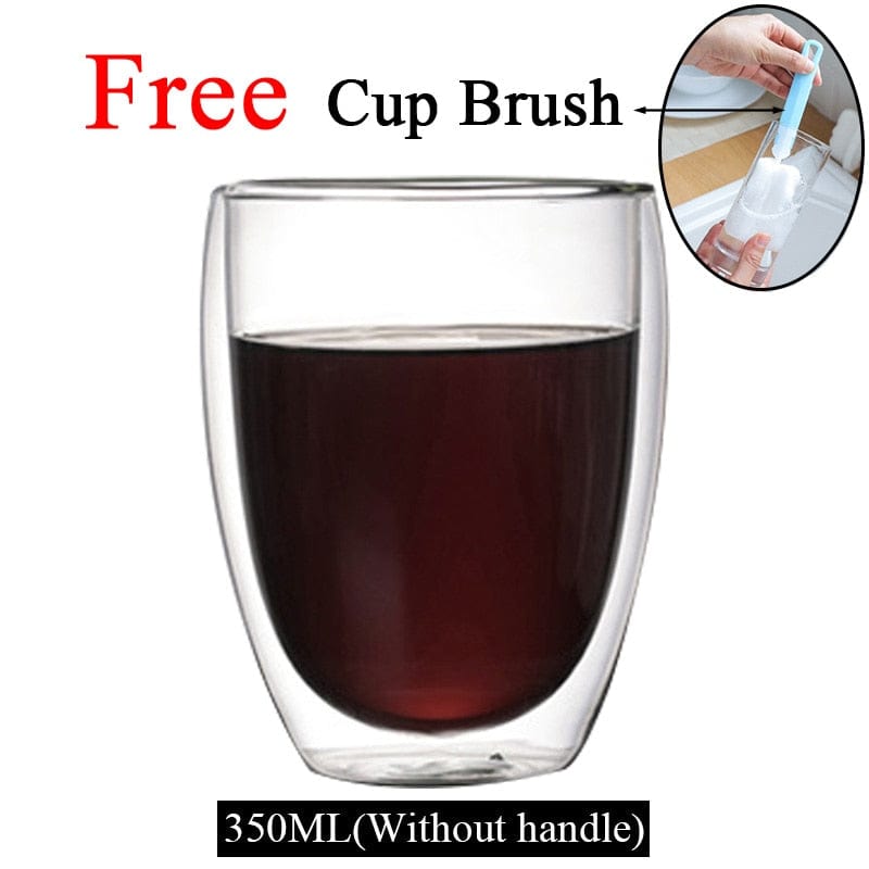 Home Finesse Double Wall Glass Mug - Heat Resistant and Eco-Friendly