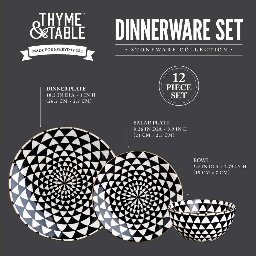 Home Finesse Elegant 12-Piece Stoneware Dinner Set