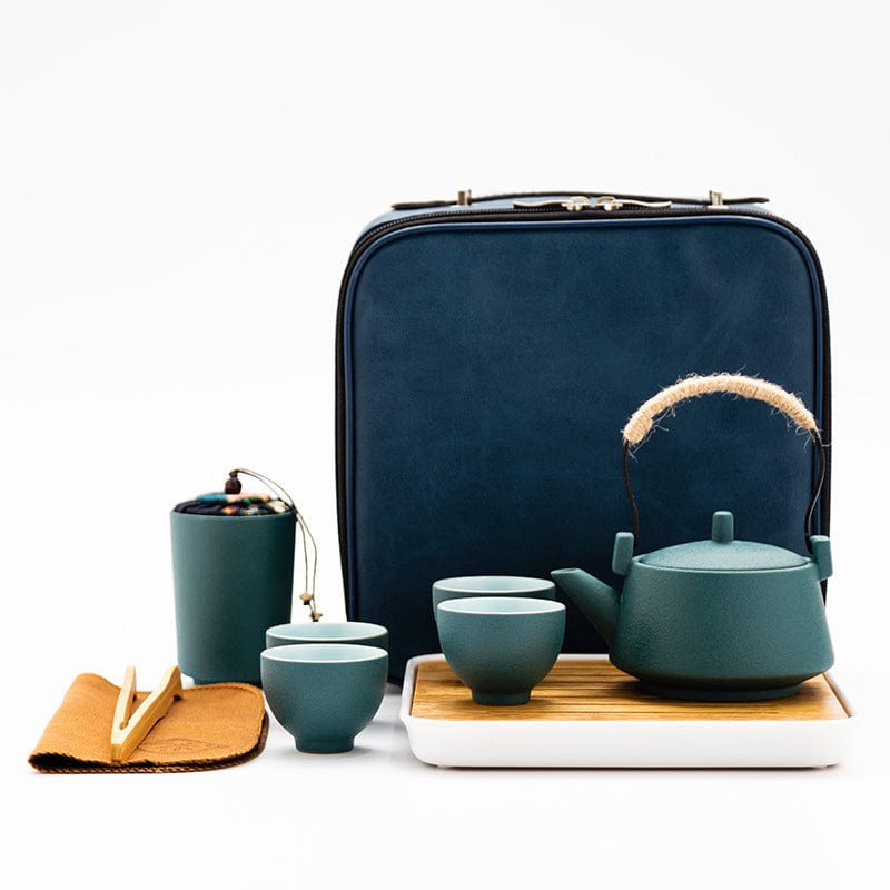 Home Finesse Elegant and Stylish Ceramic Tea Set in Green and Black