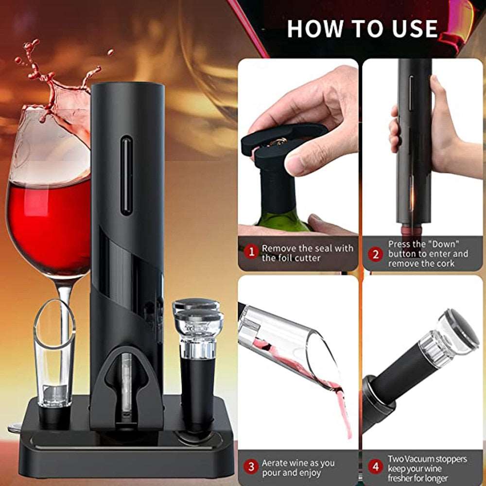 Home Finesse Elegant Electric Wine Opener with Stand