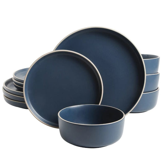 Home Finesse Elevate Dining with Cobalt 12-Piece Dinnerware Set