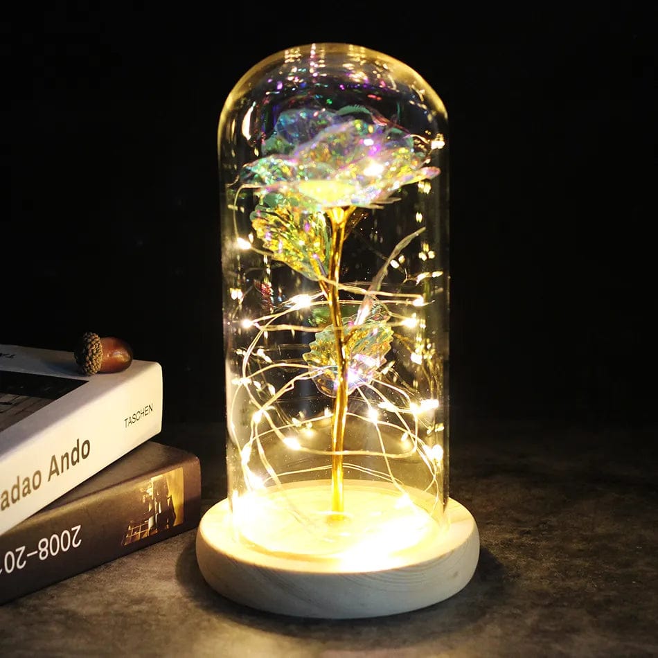 Home Finesse Enchanting Galaxy Rose in Glass Dome, LED Lit, Romantic Gift for Her