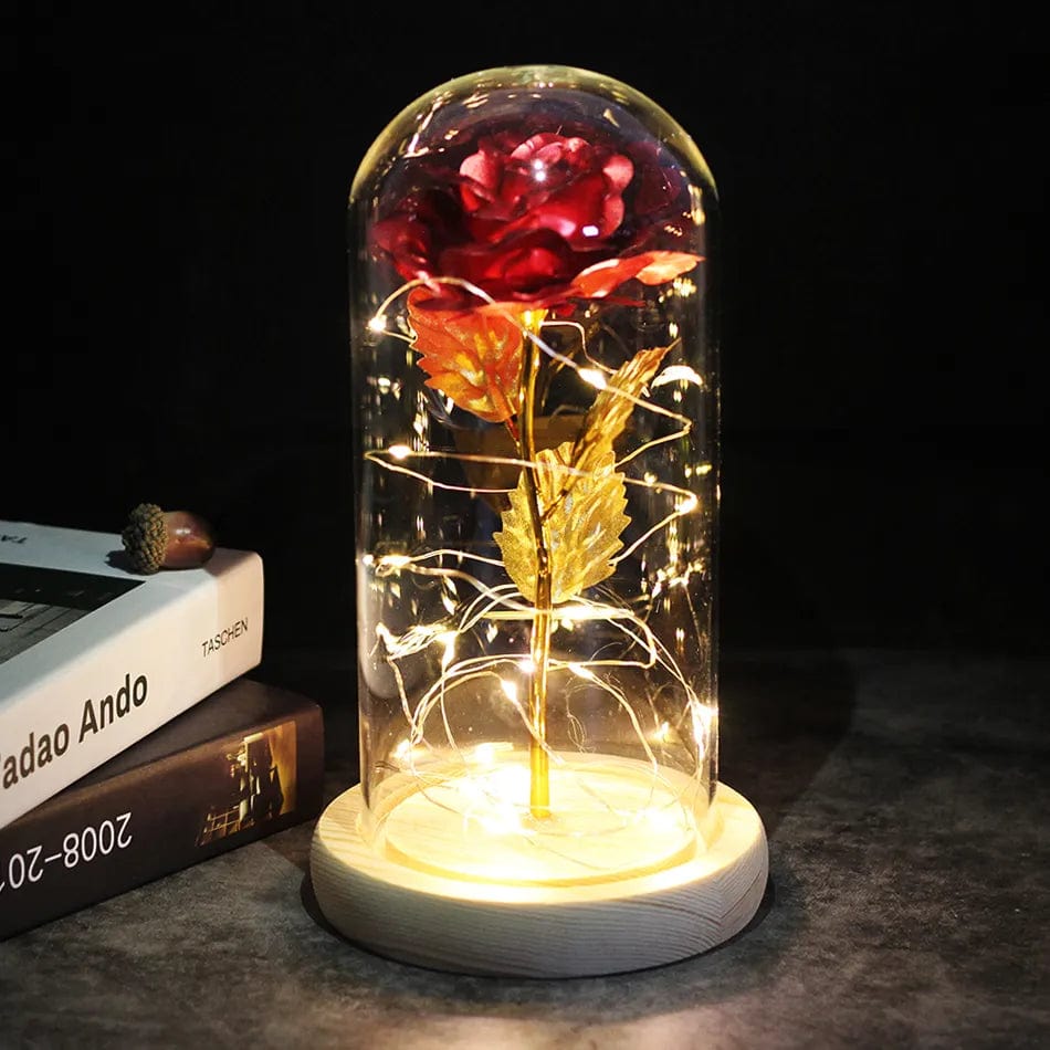 Home Finesse Enchanting Galaxy Rose in Glass Dome, LED Lit, Romantic Gift for Her