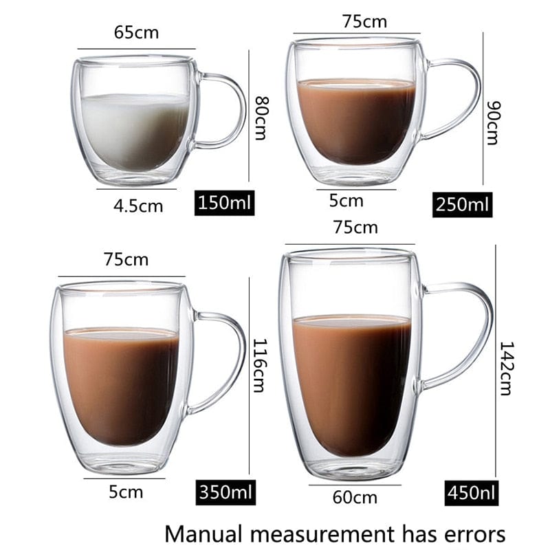 Home Finesse Glass Coffee Cup - Heat Resistant Borosilicate Mug