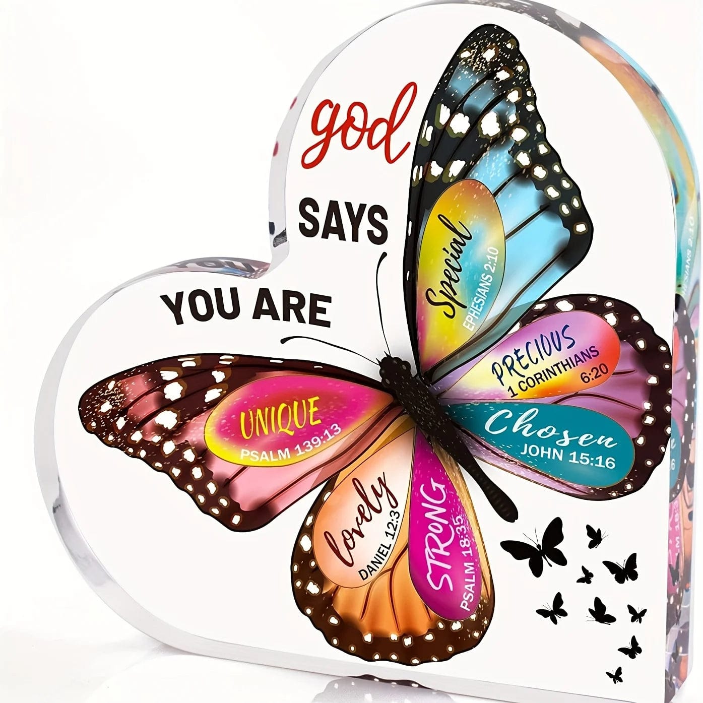 Home Finesse Inspirational Christian Gifts for Women - Heart Butterfly Acrylic Decor