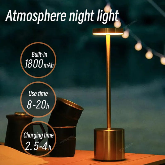 Home Finesse Led Cordless Night Light Rechargeable Bedside Table Lamps Touch Stepless Dimming Portable Desk Lamp For Bar Restaurant Camping