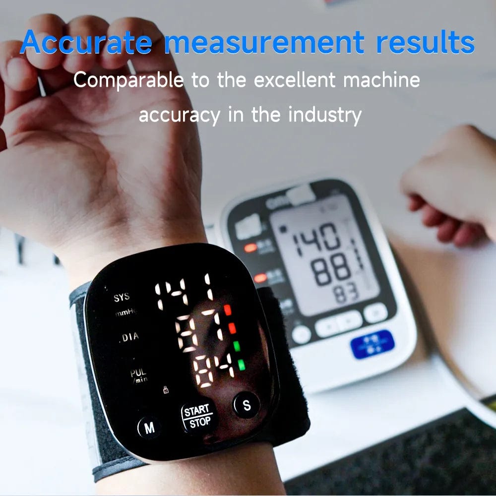 Home Finesse LED Wrist Blood Pressure Monitor - Accurate, Rechargeable, and User-Friendly