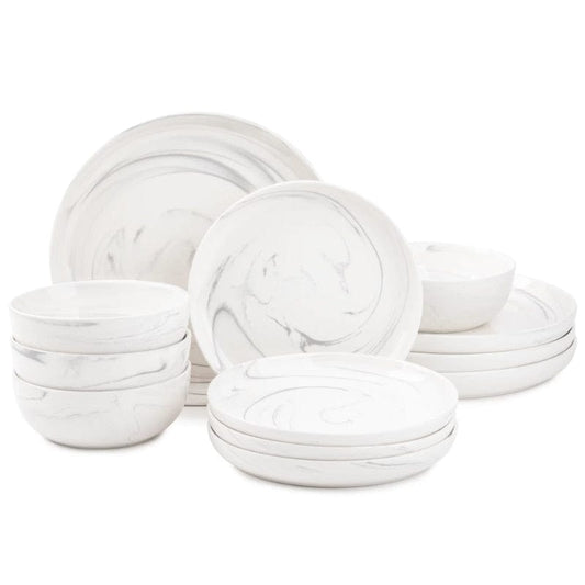 Home Finesse Marble Stoneware Dinner Set, 12pcs