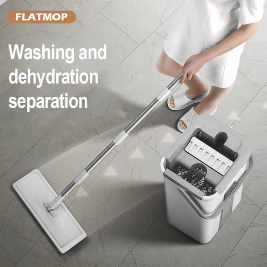 Home Finesse Mops Magic Floor Mop Squeeze Mop With Bucket Flat Bucket Rotating Mop For Wash Floor Cleaning House Home Cleaner Easy Mops