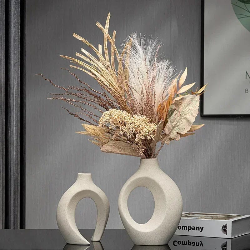 Home Finesse Nordic Ceramic Interlock Vase Bridal Shower Wedding Boyfriend Gift Girlfriend Pampas Grass Living Room Home Decoration