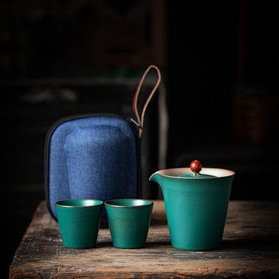 Home Finesse PINNY Japanese Coarse Pottery Travel Tea Set Ceramic Glaze Kung Fu Tea Set 1 Pot 2 Cups With Bag Portable Tea Service
