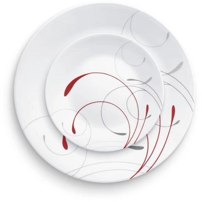 Home Finesse Splendor Red and Gray Dinnerware Set, 12pcs