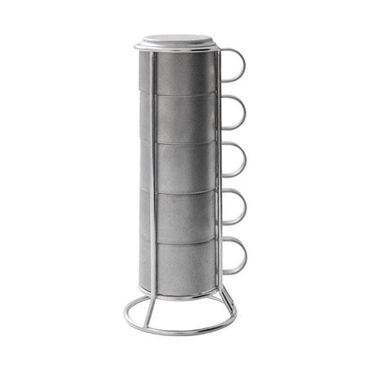 Home Finesse Stackable Stainless Steel Coffee Mugs with Stand (5 pcs)