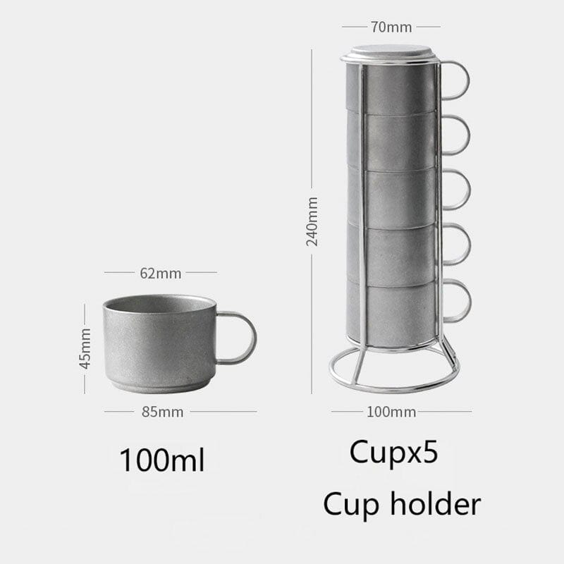 Home Finesse Stackable Stainless Steel Coffee Mugs with Stand (5 pcs)