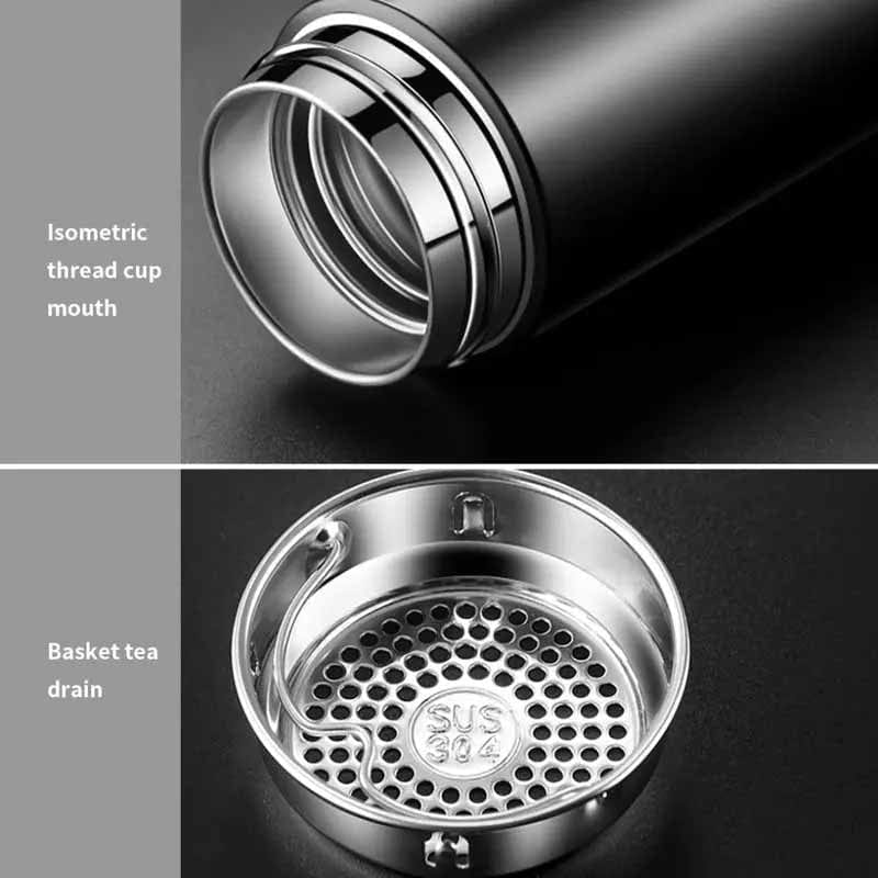 Home Finesse Stainless Steel Thermos Bottle with Digital Temperature Display,16.90z