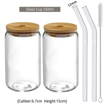 Home Finesse Transparent Bubble Tea Glass Cup with Lid and Straw - 18.6oz/13.5oz