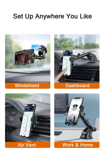 Home Finesse Universal Car Phone Holder - 360° Windshield & Dashboard Mount
