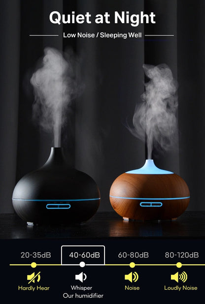 Home Finesse Wood Grain Aromatherapy Essential Oil Diffuser with Remote Control